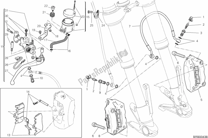Todas as partes de Sistema De Freio Dianteiro do Ducati Hypermotard SP 821 2014